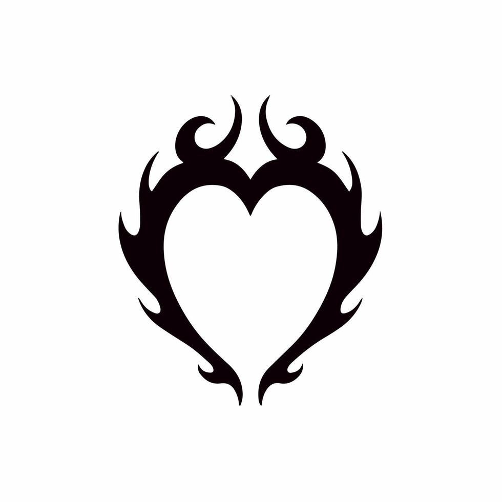 logotipo de símbolo de amor de coração em fundo branco. conceito de design de tatuagem de estêncil tribal. ilustração em vetor plana.