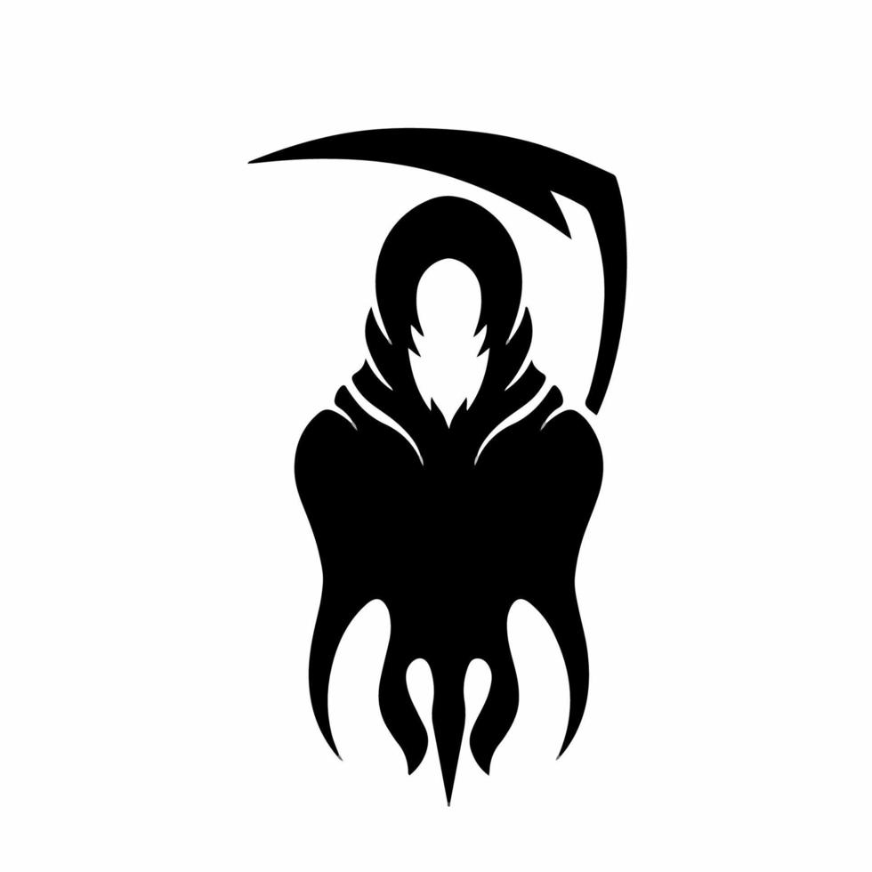 logotipo do símbolo do grim reaper em fundo branco. desenho de tatuagem de estêncil decalque. ilustração em vetor plana.