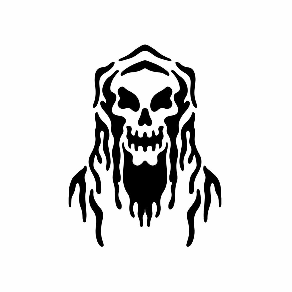 logotipo do símbolo do grim reaper em fundo branco. desenho de tatuagem de estêncil decalque. ilustração em vetor plana.