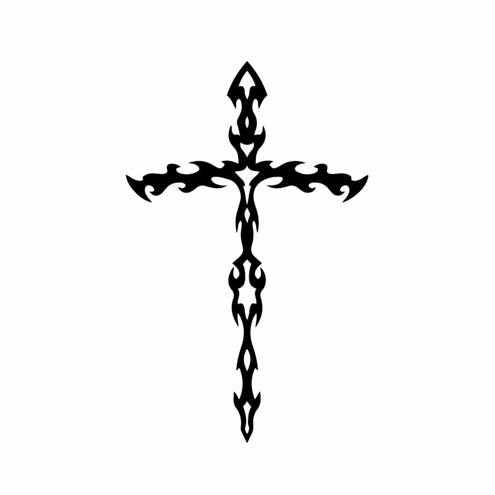 símbolo da cruz cristã. desenho de tatuagem tribal. ilustração vetorial de estêncil vetor