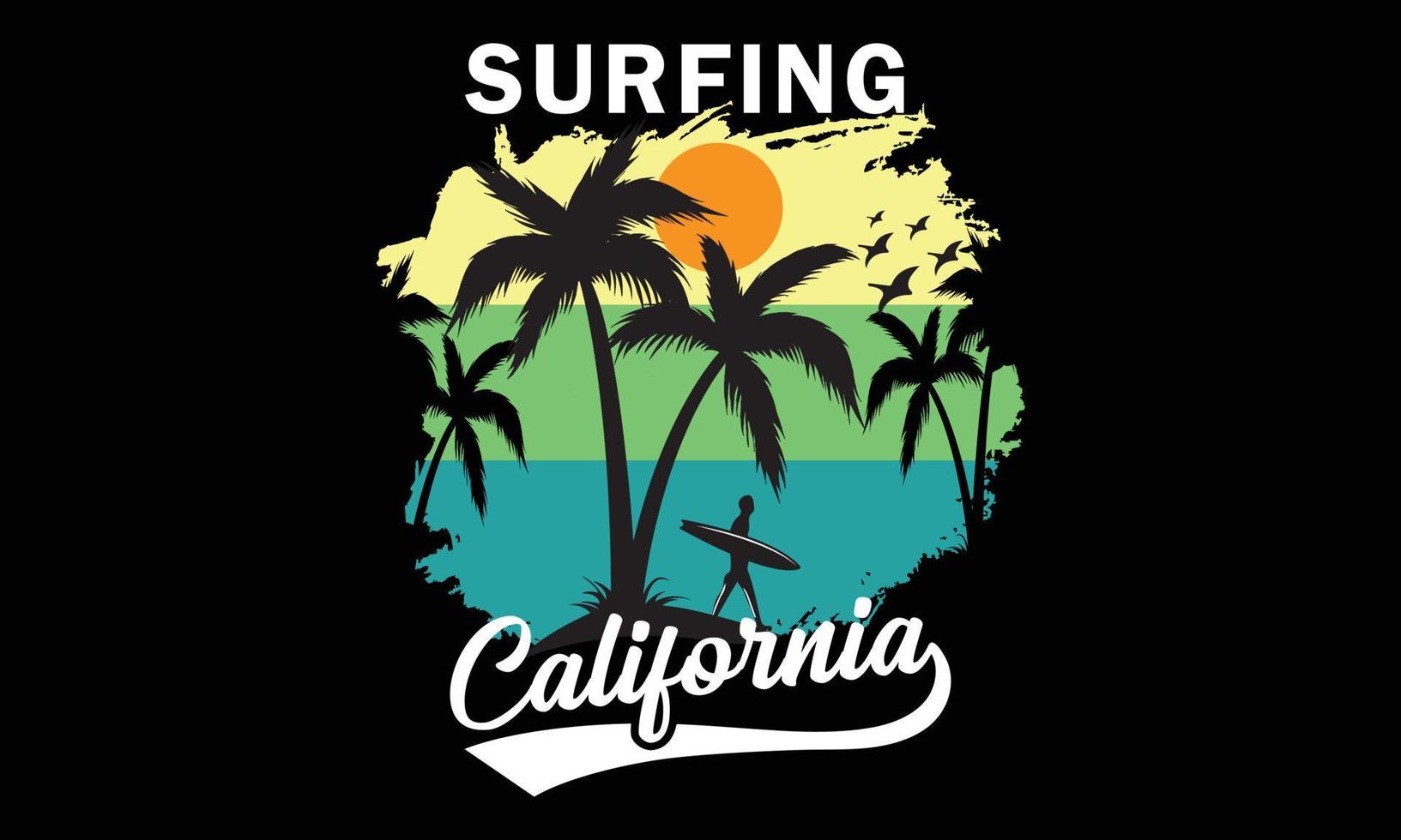 ilustração de califórnia de design de camiseta de surf. vetor