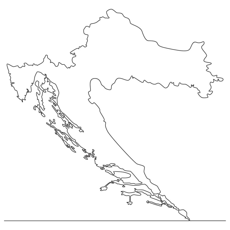 desenho de linha contínua do mapa croácia ilustração de arte de linha vetorial vetor