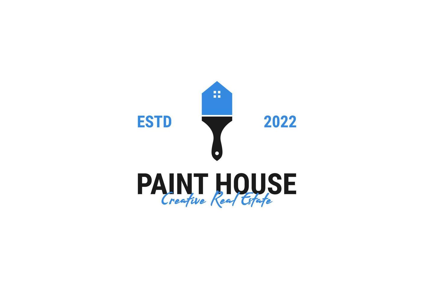 ilustração em vetor de design de logotipo de casa de pincel de tinta plana