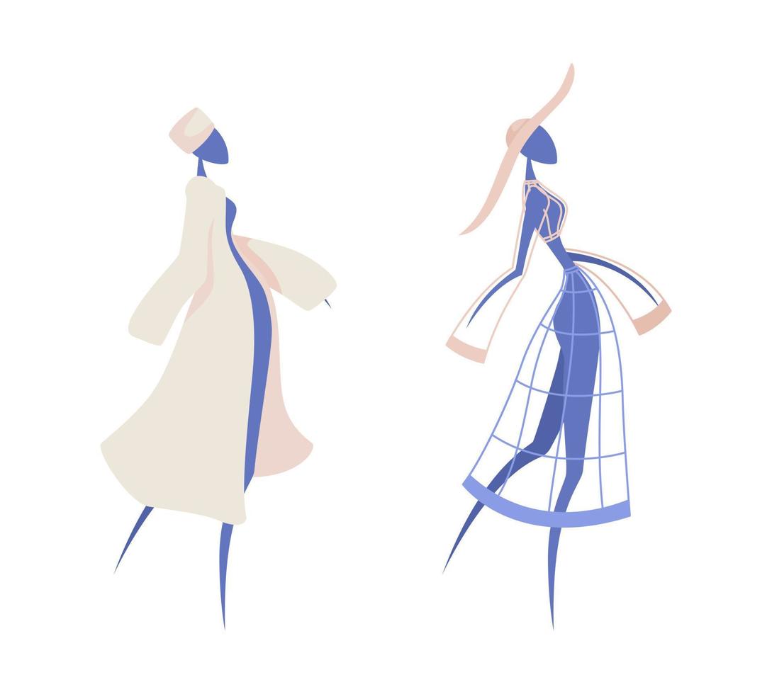 manequins em roupas de inverno objeto de vetor de cor semiplana. elemento editável. item de tamanho completo em branco. decoração de natal simples ilustração de estilo cartoon para web design gráfico e animação