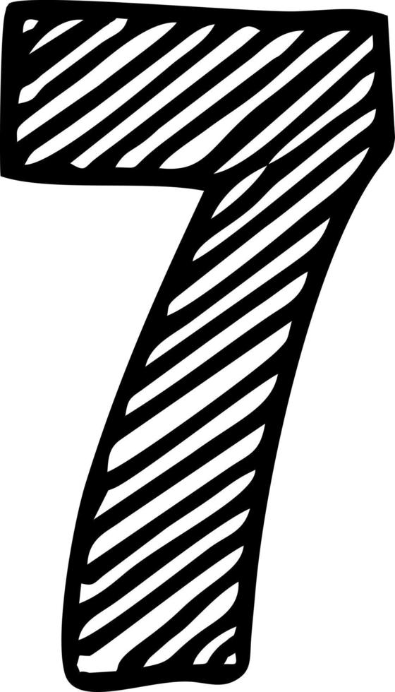 esboço de vetor de sete letras numeral. número vetorial desenhado à mão