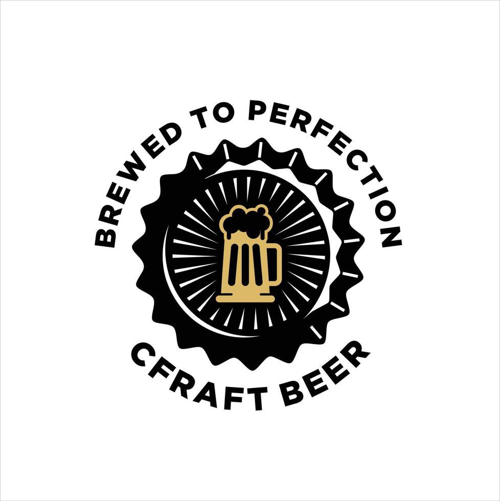 logotipo da caneca de cerveja no selo - ilustração vetorial, design do emblema da cervejaria vetor