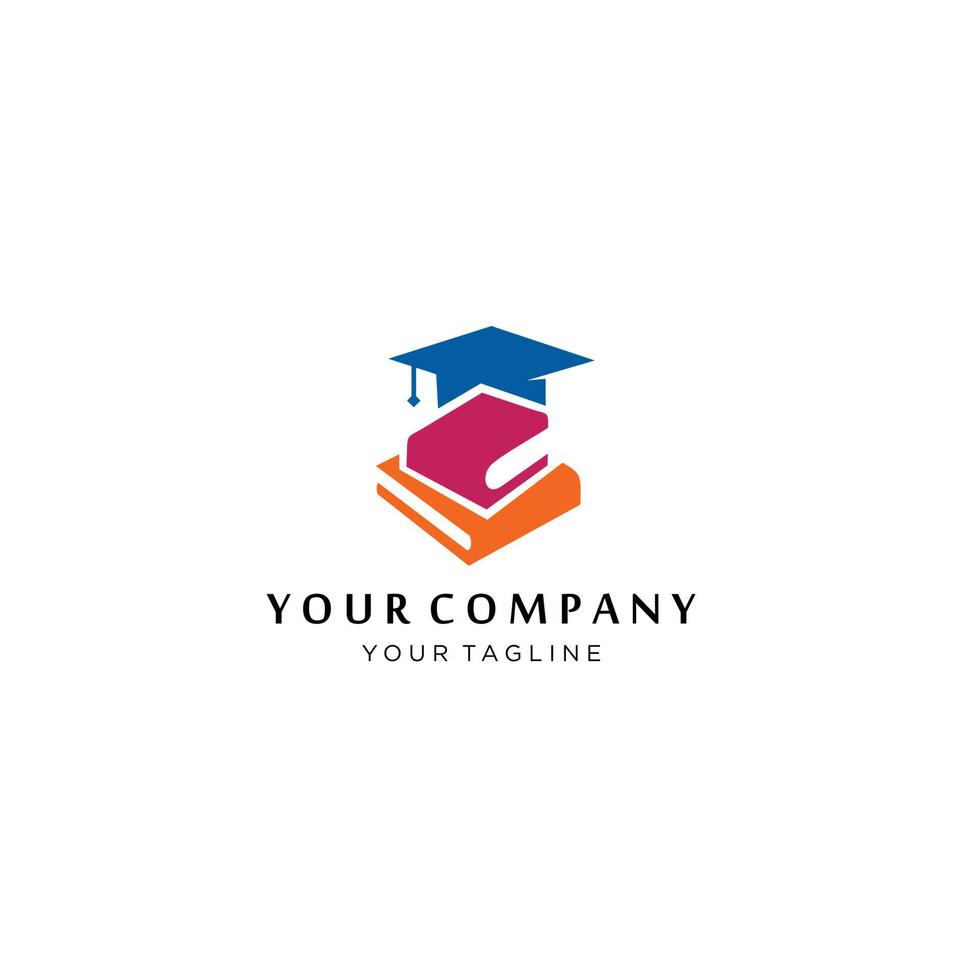 design de logotipo de vetor de chapéu de livro toga. design de logotipo de formatura de educação universitária