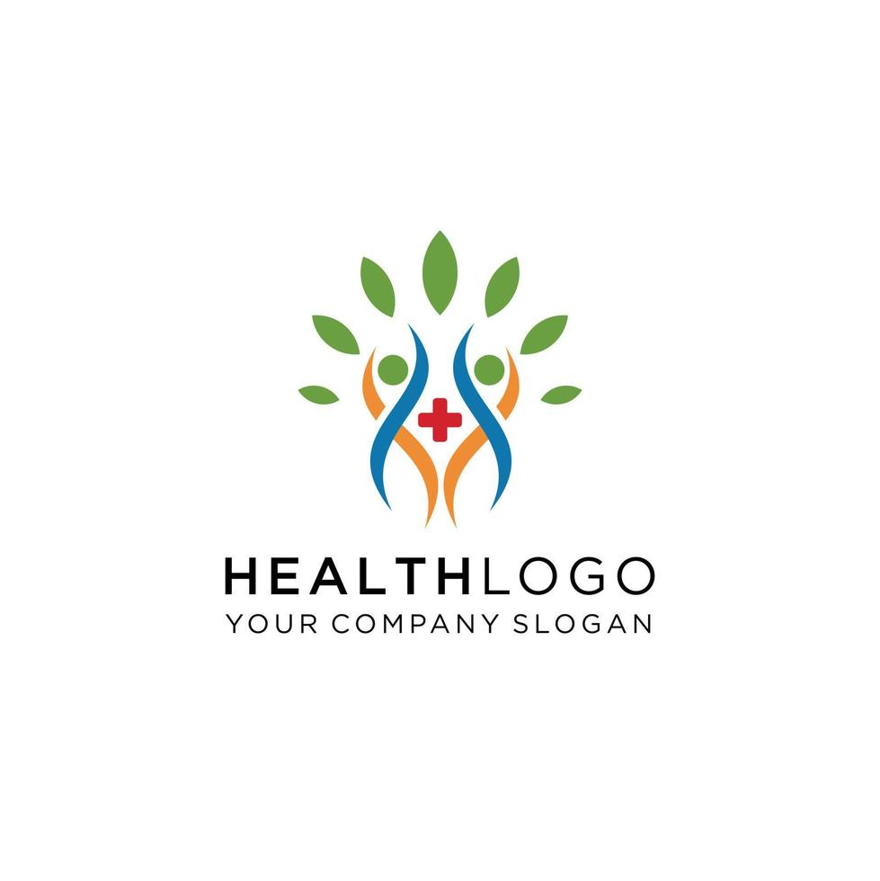 design de logotipo humano de folha para empresa saudável vetor