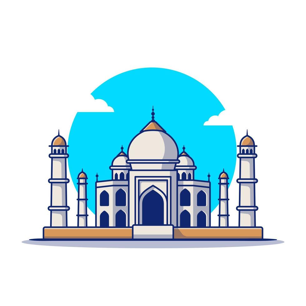 taj mahal ilustração do ícone do vetor dos desenhos animados. conceito de ícone itinerante de edifício famoso isolado vetor premium. estilo cartoon plana