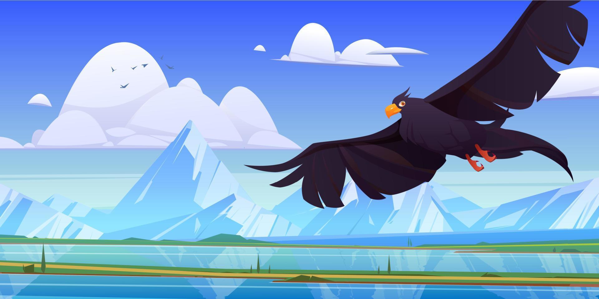 águia negra, falcão ou gavião com asas abertas vetor