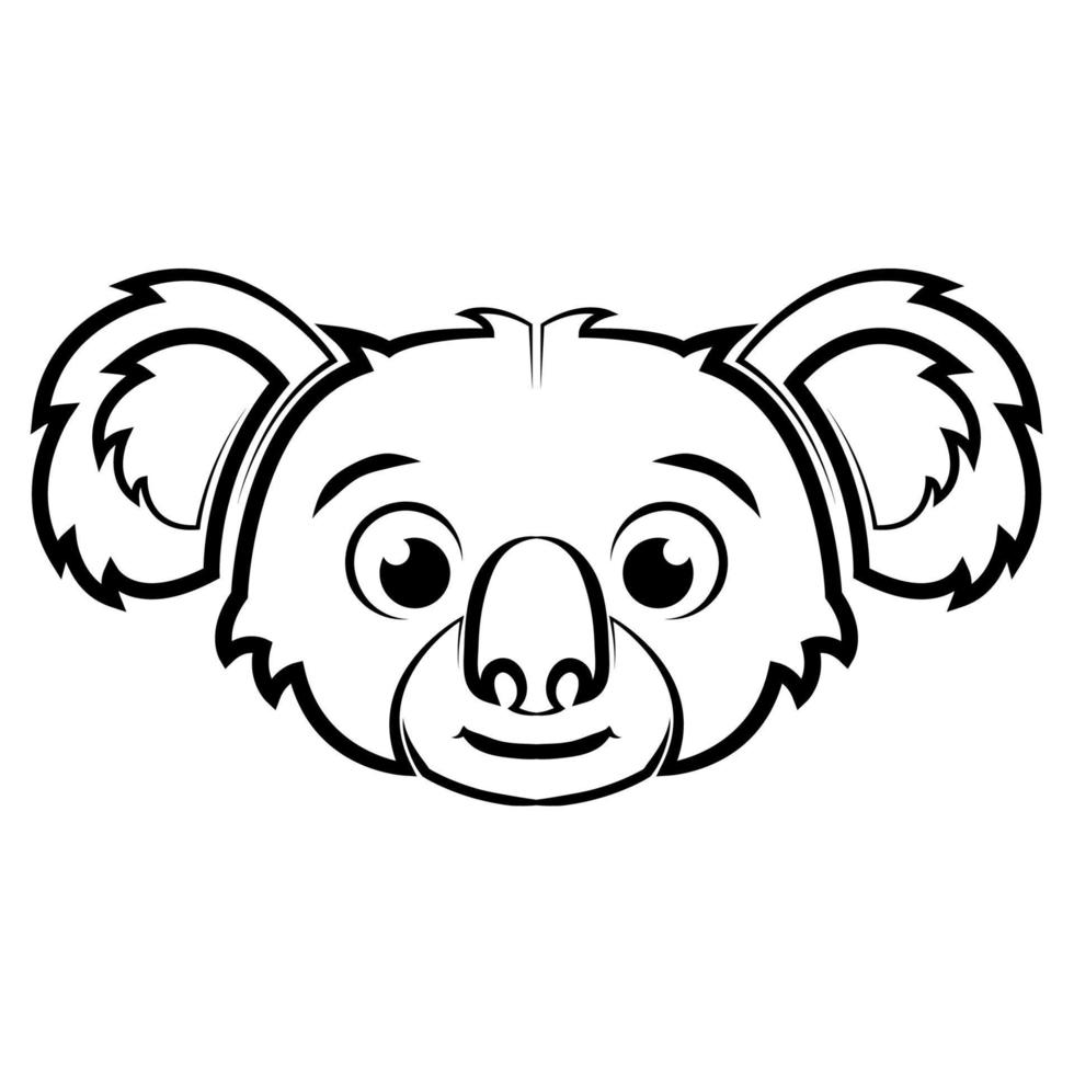 arte de linha preto e branco da cabeça de coala. bom uso para símbolo, mascote, ícone, avatar, tatuagem, design de camiseta, logotipo ou qualquer design. vetor