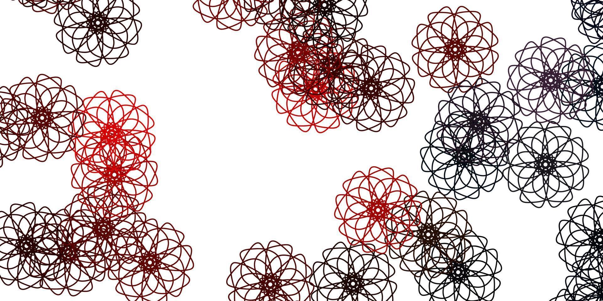 azul claro, vermelho vetor doodle padrão com flores.