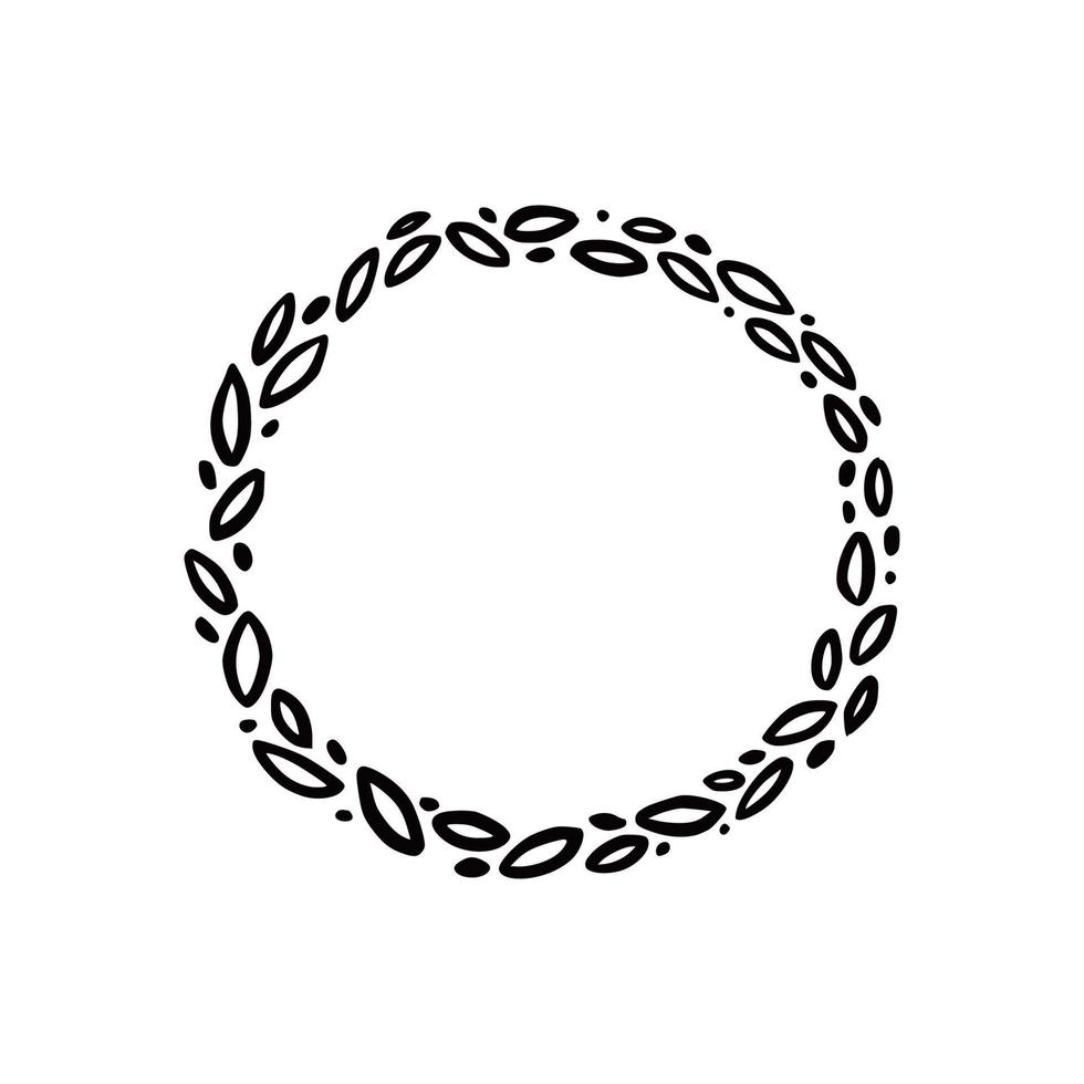 distintivo de ponto floral de círculo desenhado à mão. vetor