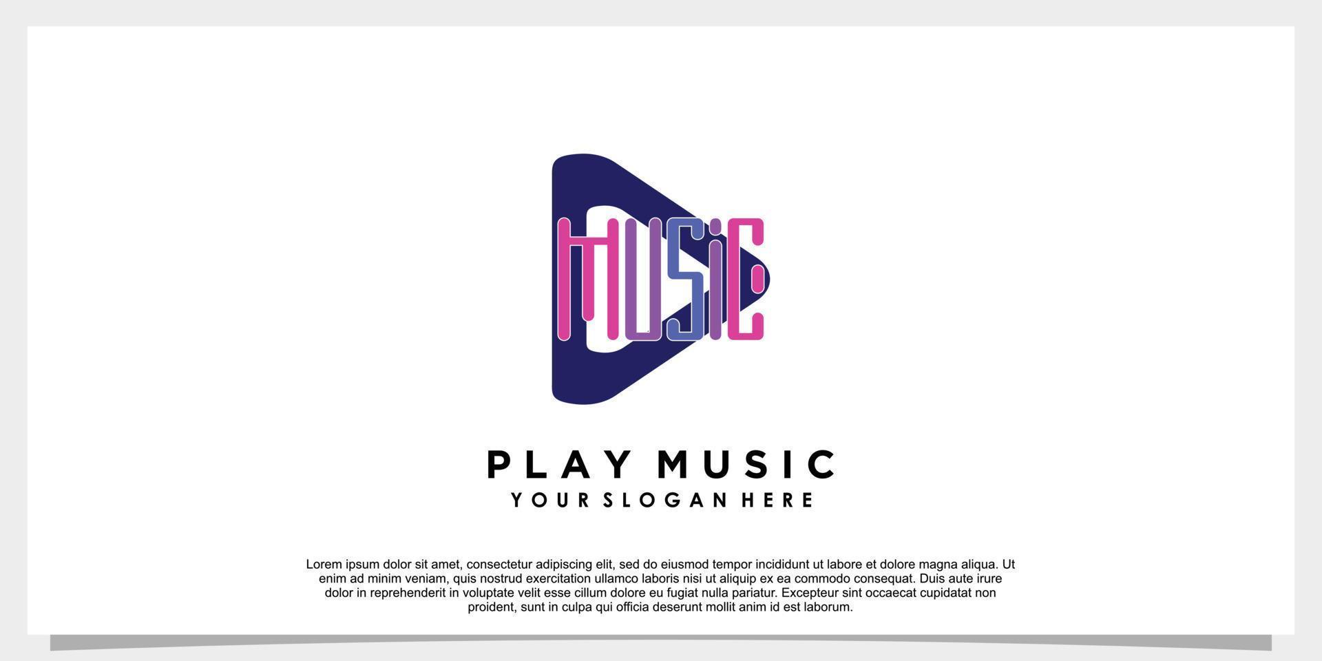 tocar resumo de design de logotipo de música com conceito criativo vetor
