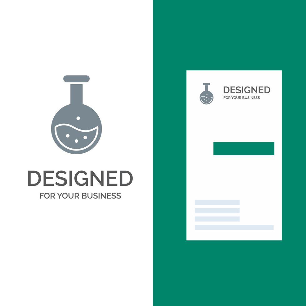 design de logotipo cinza de educação de teste de ciência de laboratório de tubo e modelo de cartão de visita vetor