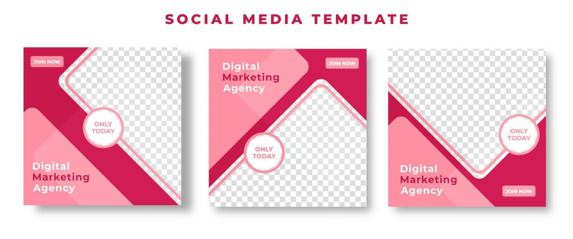 conjunto de banner de marketing de negócios digitais para ilustração em vetor modelo de postagem de mídia social