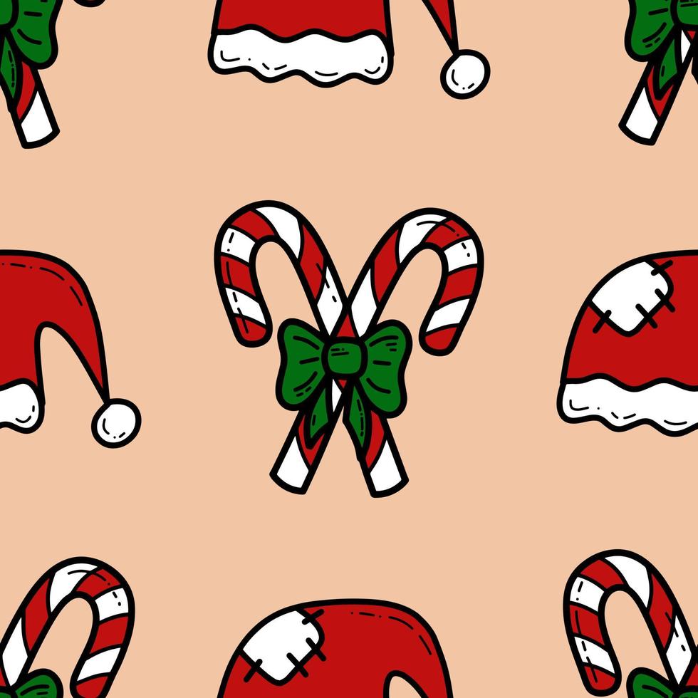 doodle padrão sem emenda de vetor de natal e ano novo