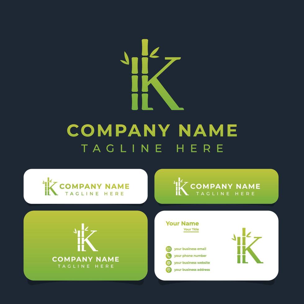 logotipo de bambu da letra k, adequado para qualquer negócio relacionado ao bambu com iniciais k. vetor