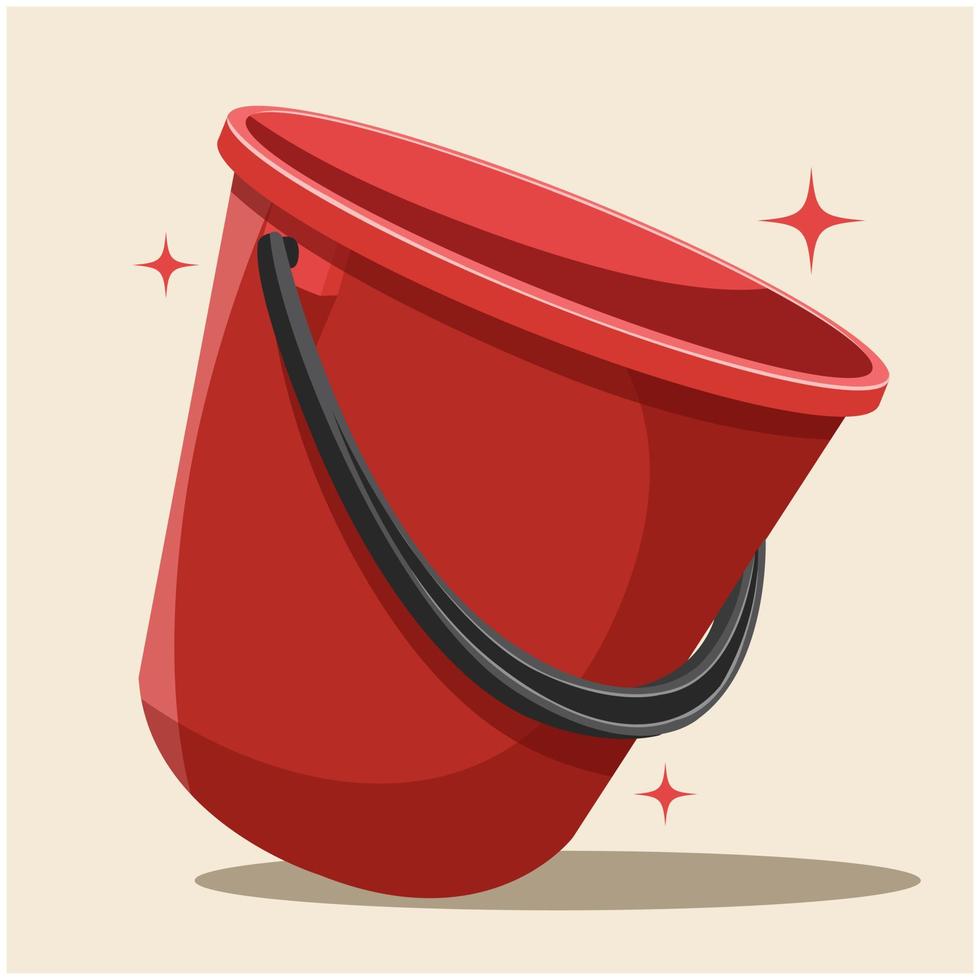 ilustração vetorial cheia de ícone de balde vermelho de água, sinal ou símbolos para app. balde para jardim vetor
