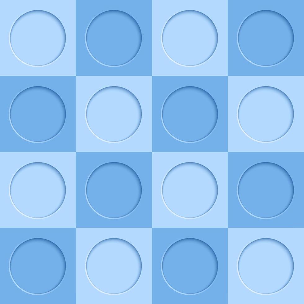 3d círculos azuis design de moldura geométrica sem costura de fundo vetor