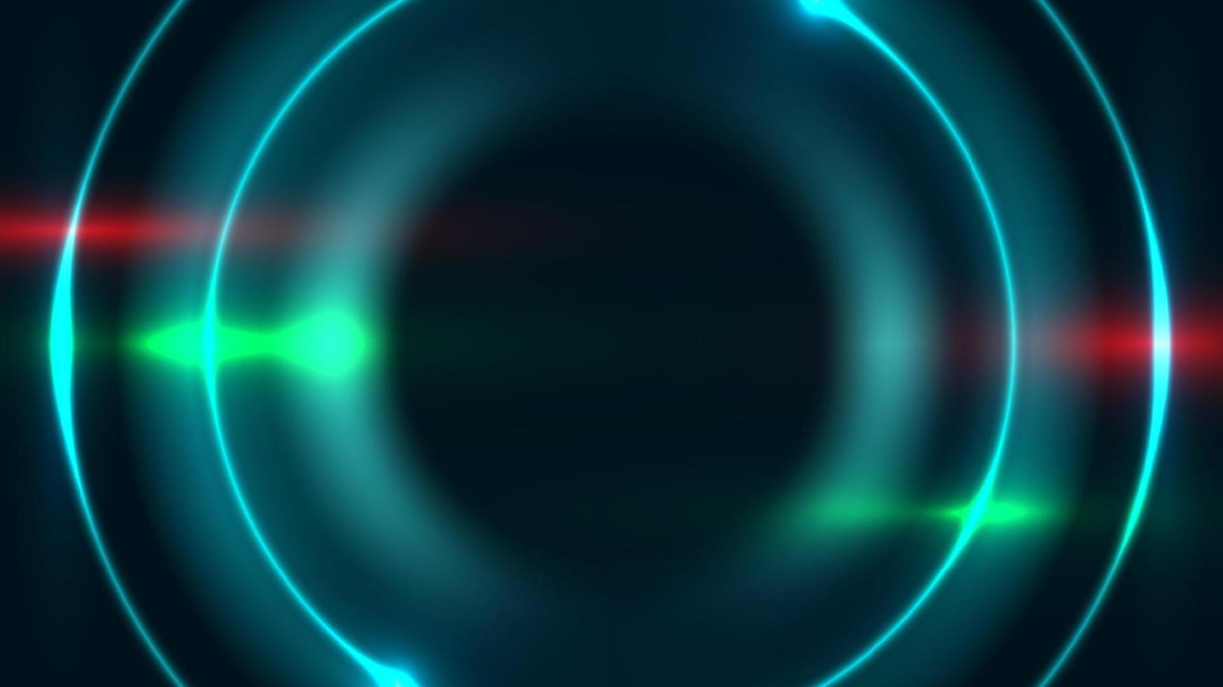 quadro de círculos de luz neon azul abstrato com efeito de iluminação no conceito de tecnologia de fundo escuro vetor