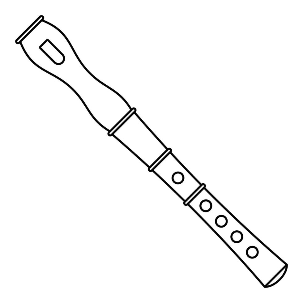ícone de instrumento de flauta, estilo de estrutura de tópicos vetor