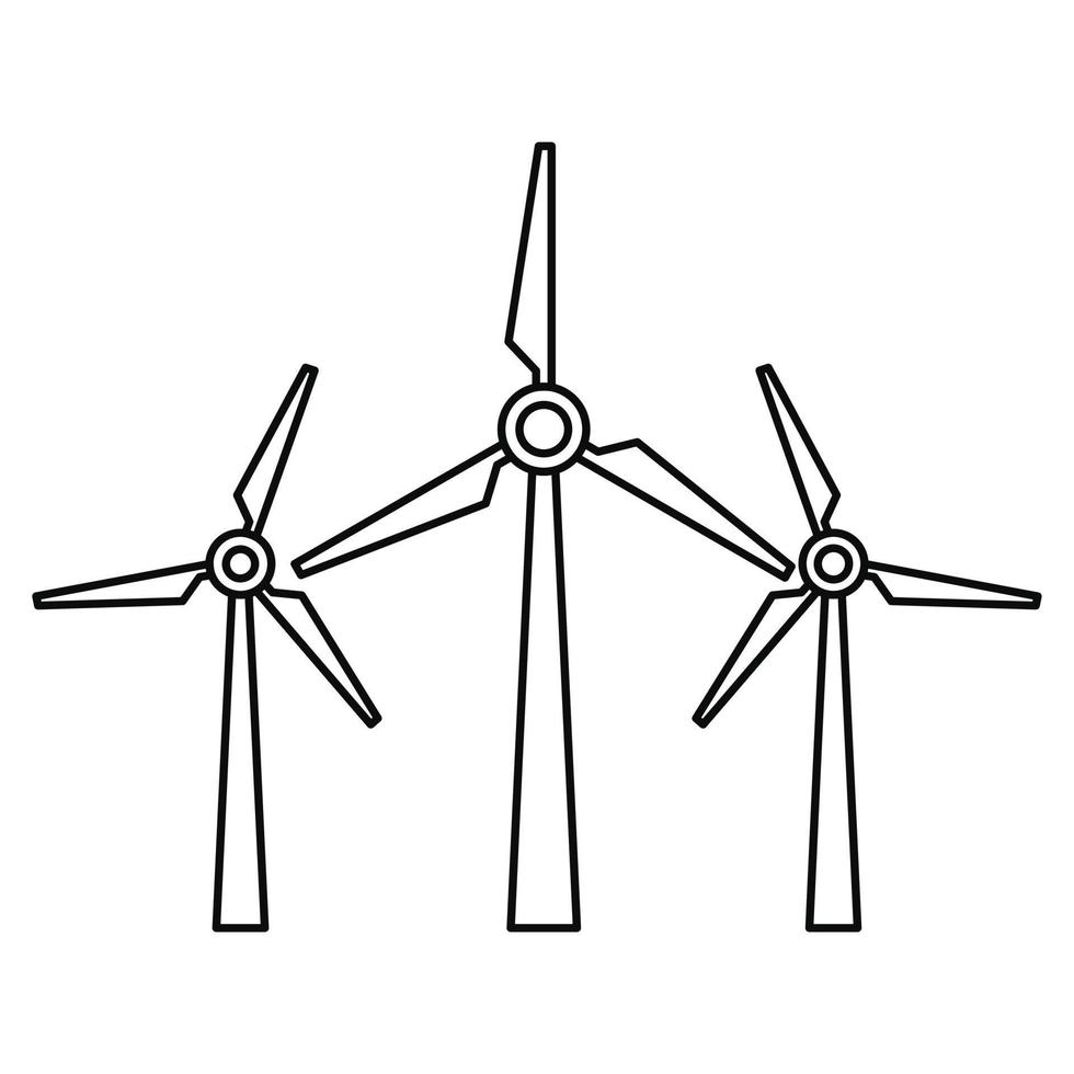ícone de energia eólica, estilo de estrutura de tópicos vetor
