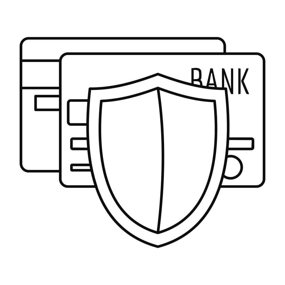 ícone de cartão de crédito protegido, estilo de estrutura de tópicos vetor