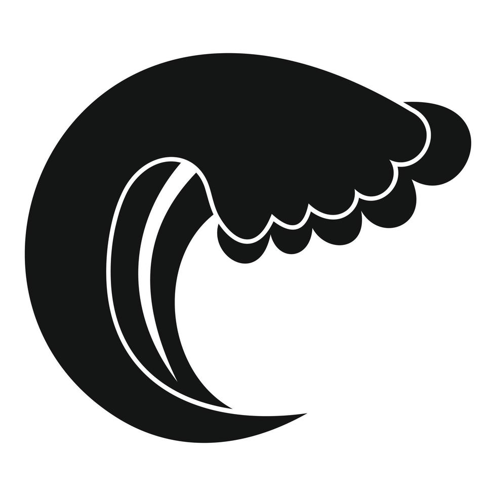 ícone de verão de água de onda, estilo preto simples vetor