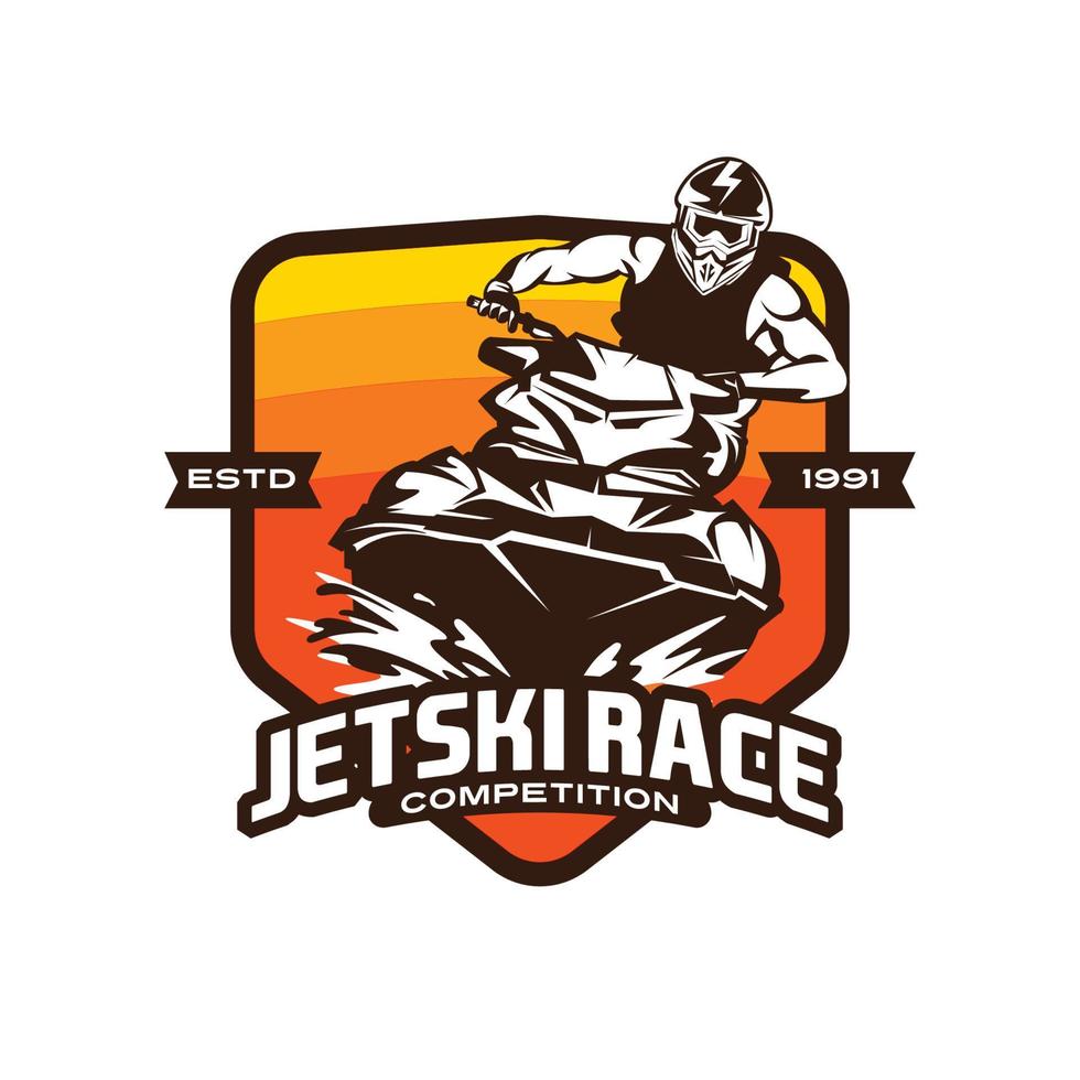 design de logotipo de ilustração vetorial de esporte aquático de jet ski, perfeito para logotipo de equipe do clube e design de camiseta vetor