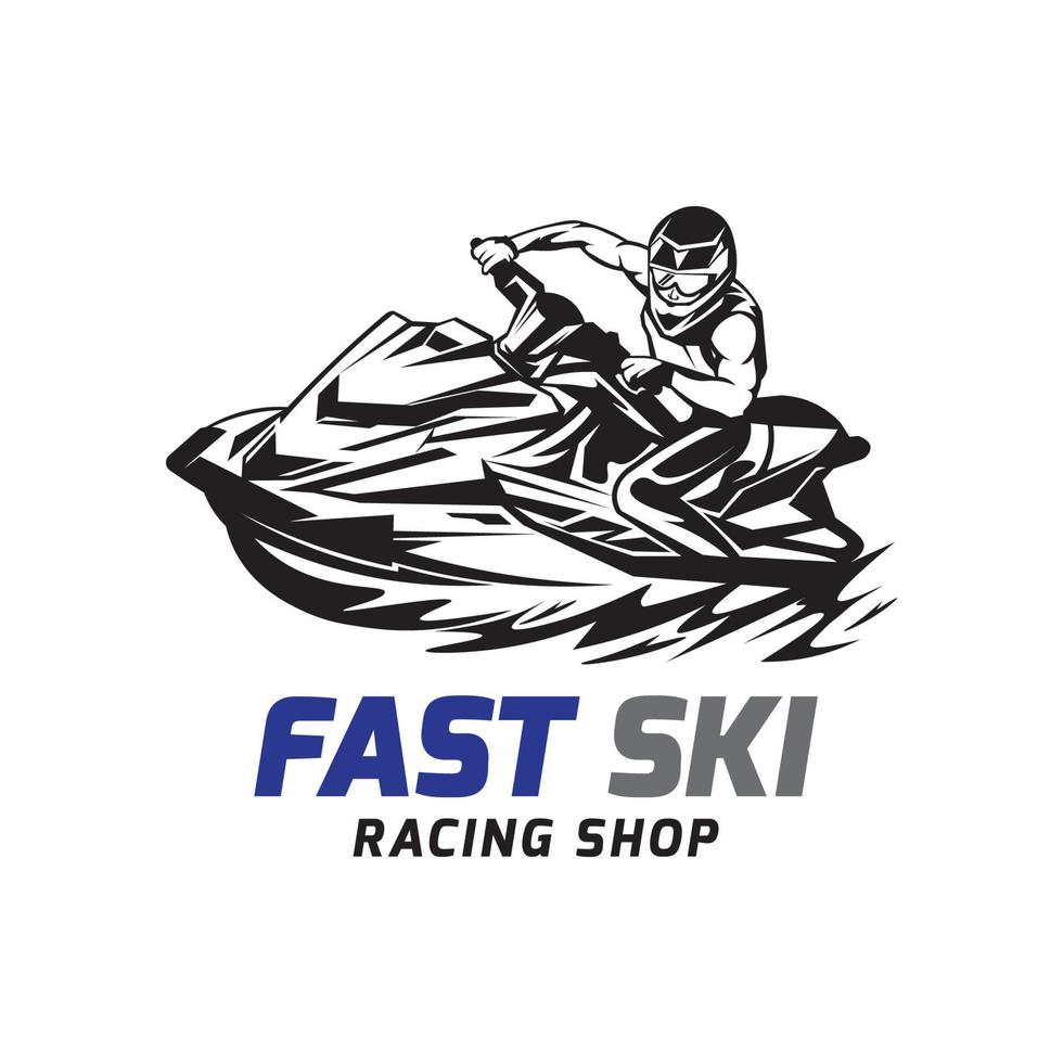 jet ski design de logotipo de ilustração vetorial de esporte aquático, perfeito para logotipo de equipe do clube e design de camiseta vetor