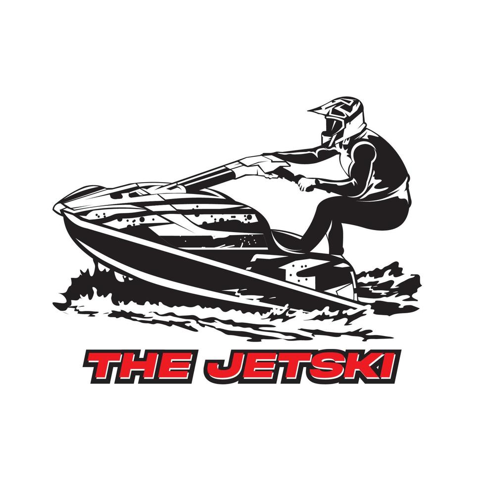 jet ski design de logotipo de ilustração vetorial de esporte aquático, perfeito para logotipo de equipe do clube e design de camiseta vetor
