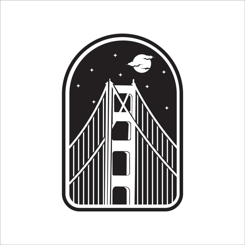 design do emblema da ponte vermelha em estilo vintage, bom para logotipo da empresa e design de camiseta vetor