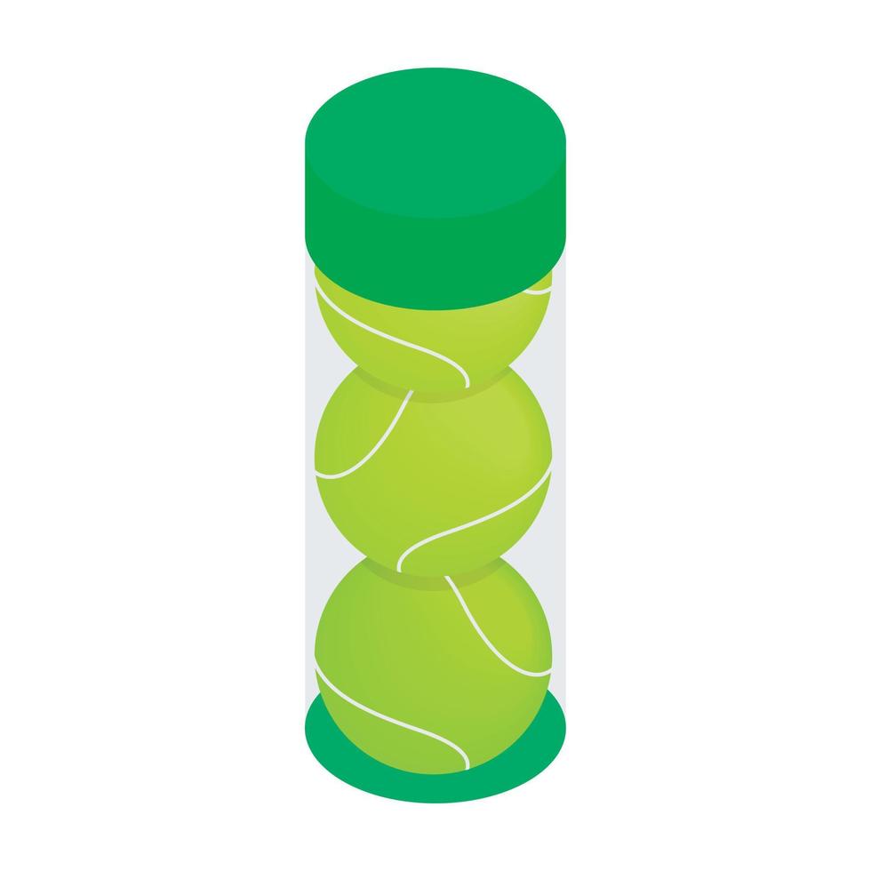 tubo com ícone de três bolas de tênis amarelas vetor