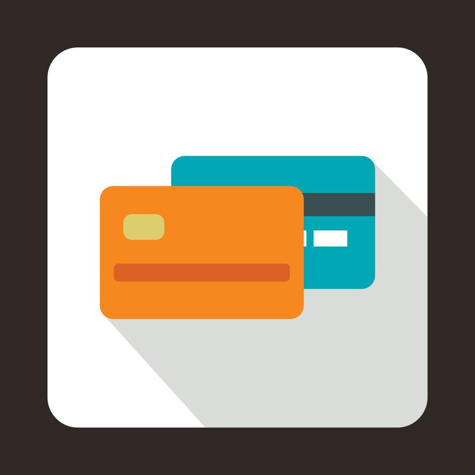 ícone de cartão de crédito laranja e azul, estilo simples vetor