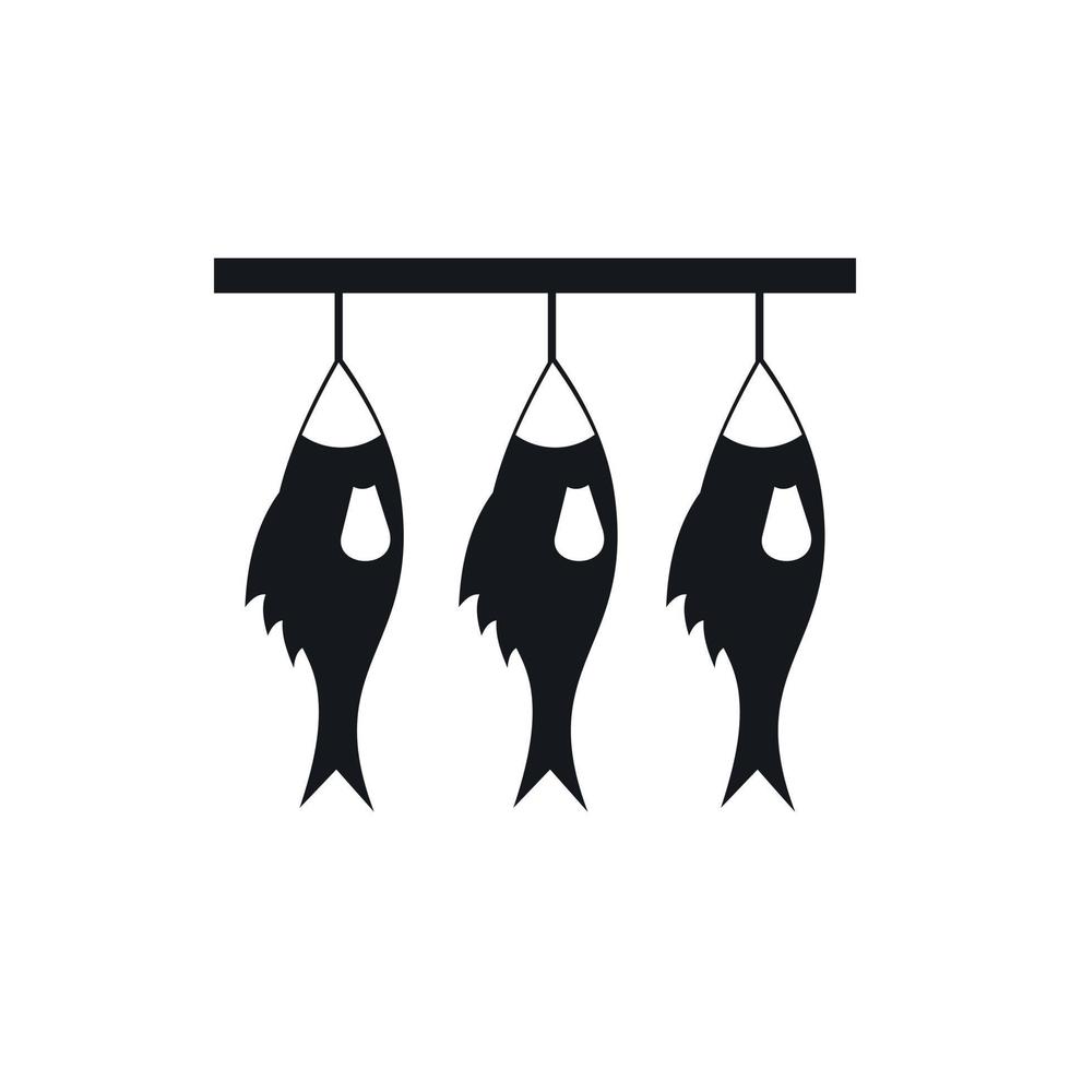 três peixes secos pendurados em um ícone de corda vetor