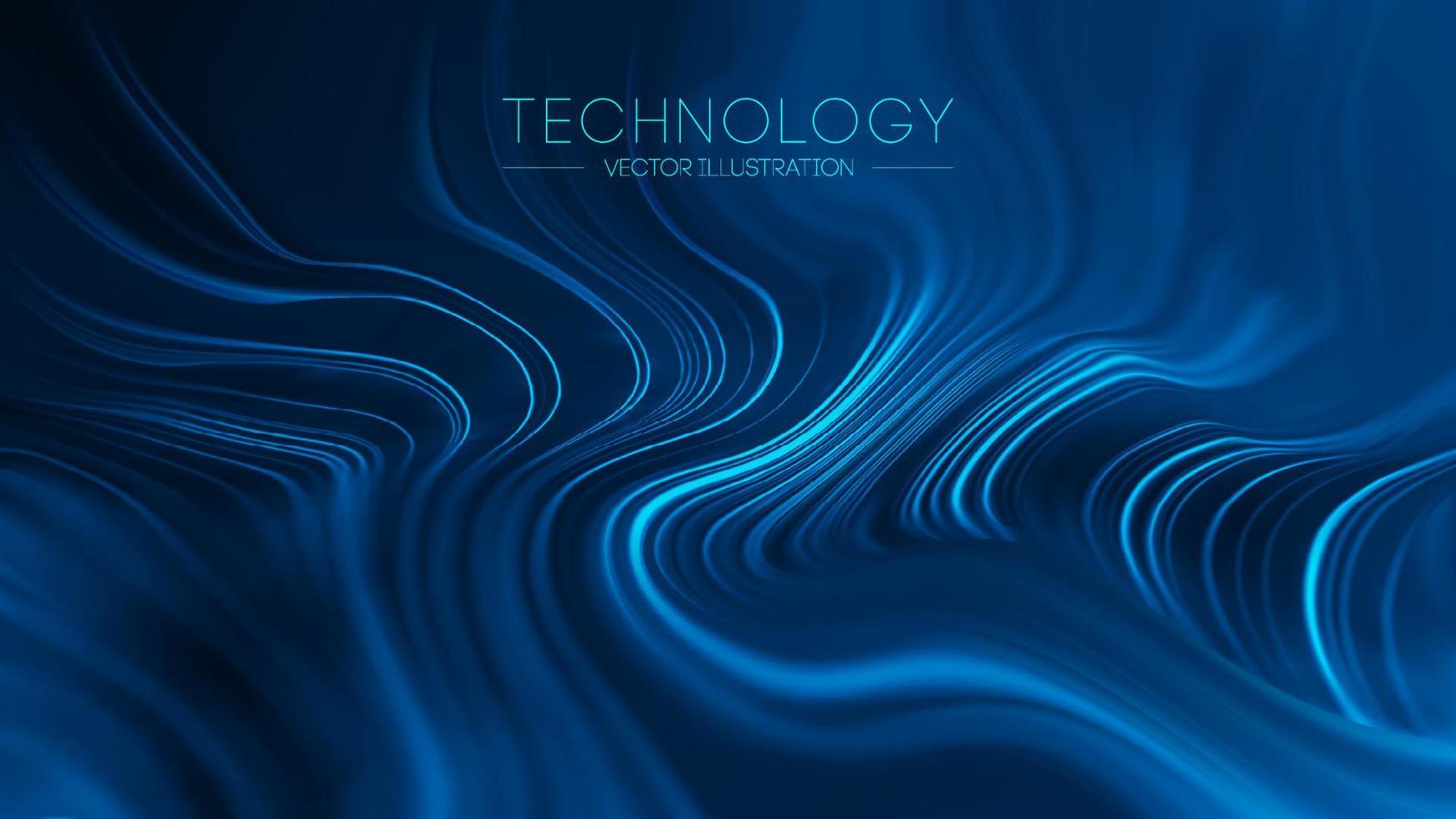 vetor de onda azul de tecnologia. fundo tecnológico abstrato onda conectada. mar abstrato de ondas digitais. desfoque as fibras led de fundo de tecnologia. ilustração vetorial.