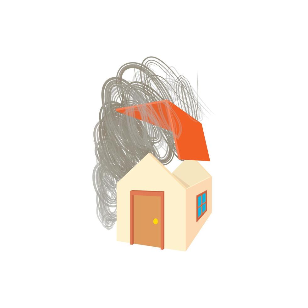 casa quebrada pelo ícone do furacão, estilo cartoon vetor