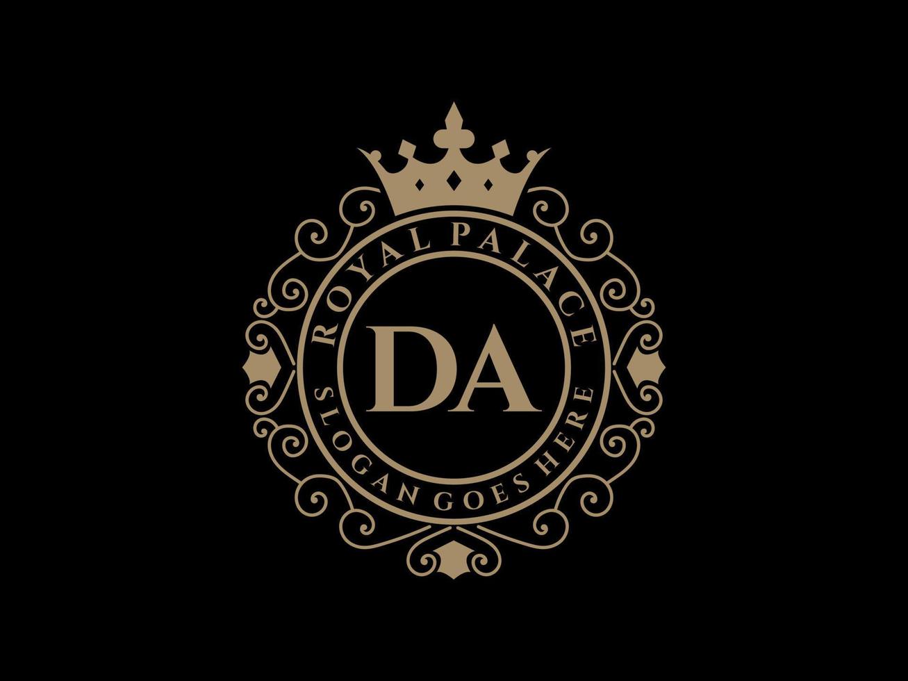 letra da antigo logotipo vitoriano de luxo real com moldura ornamental. vetor