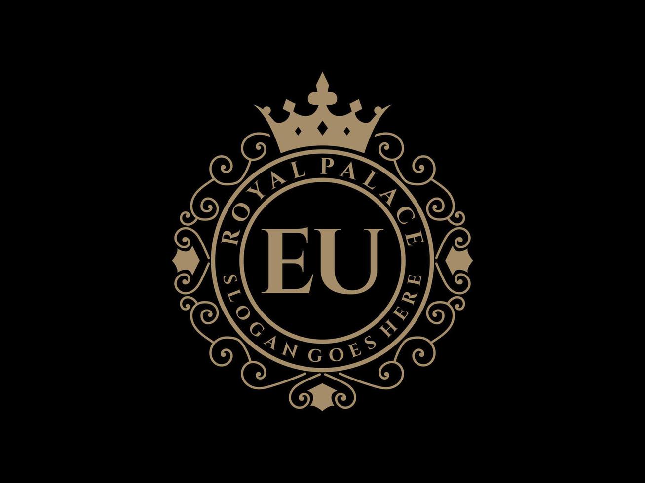 carta eu antigo logotipo vitoriano de luxo real com moldura ornamental. vetor