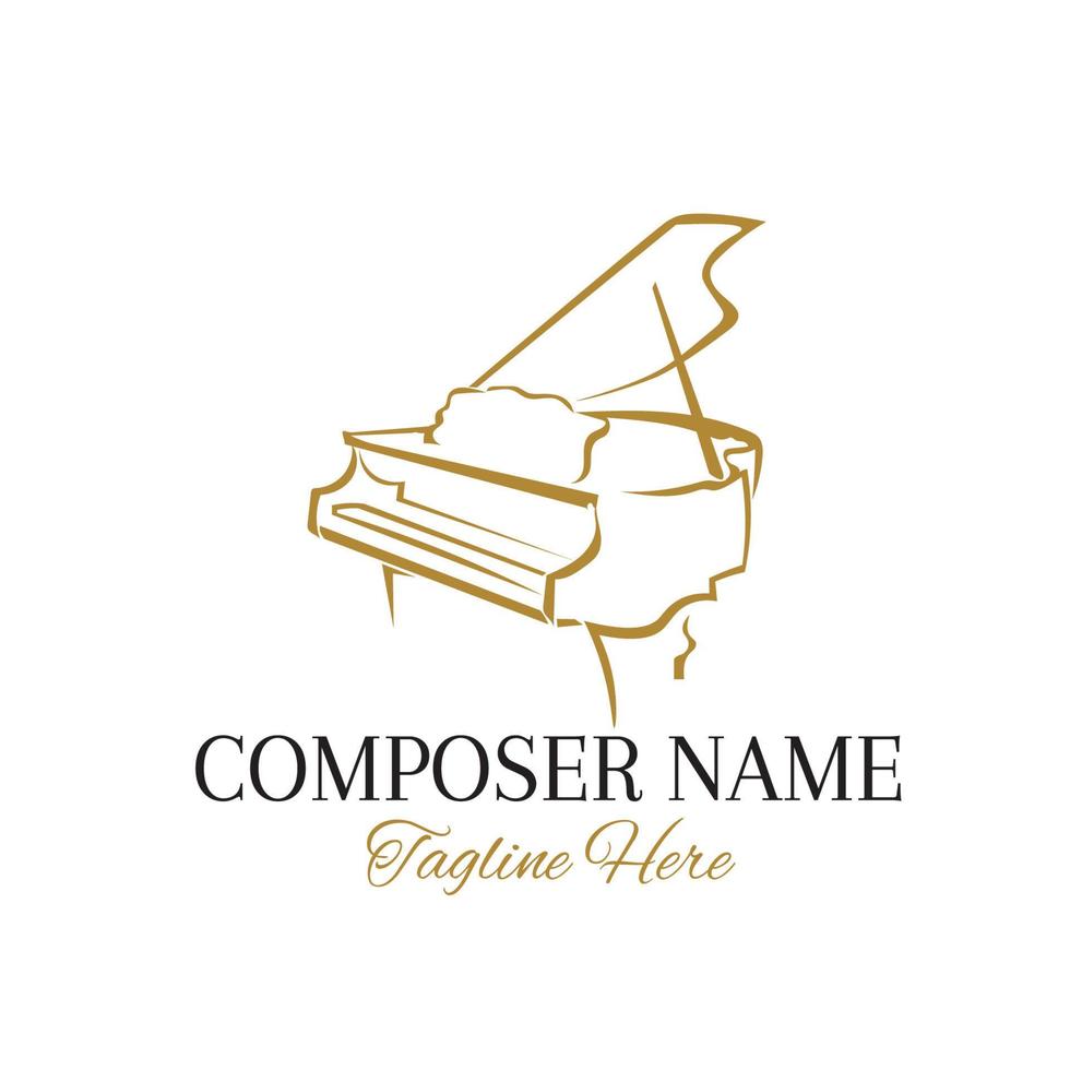 logotipo de ilustração vetorial de piano, perfeito para escola de música e logotipo de evento de orquestra vetor