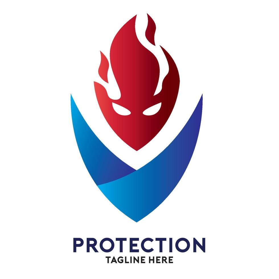 design de logotipo de ilustração vetorial de escudo de fogo, perfeito para logotipo de loja de equipamentos de combate a incêndio e logotipo de clube de bombeiros vetor