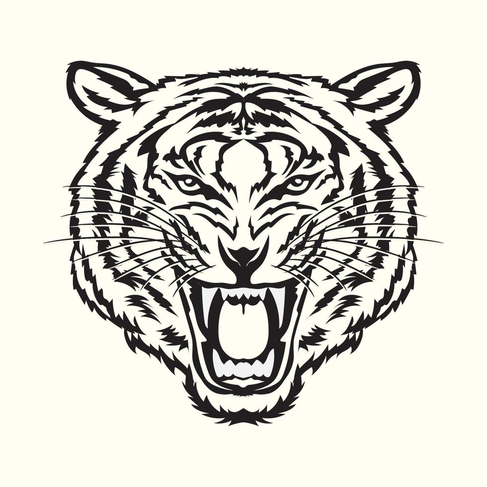 ilustração vetorial de cara de tigre bravo, perfeita para design de camiseta e design de logotipo de mascote vetor