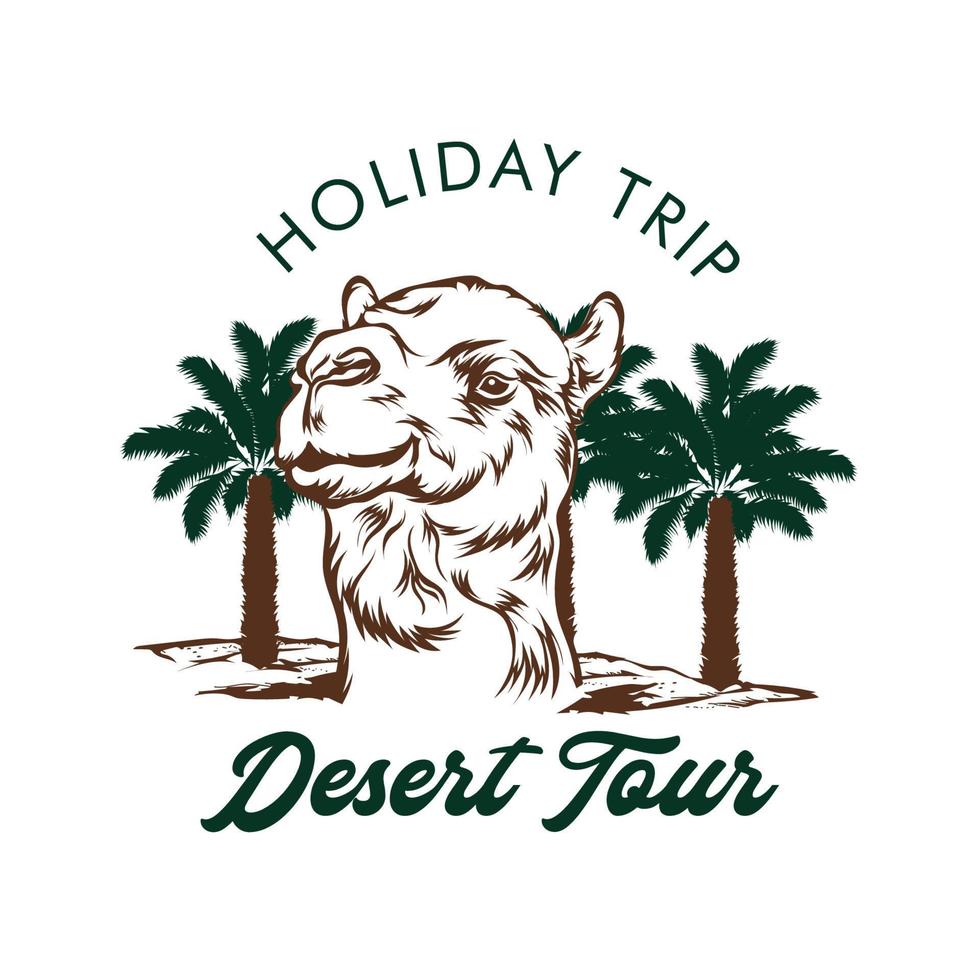 ilustração vetorial de rosto de camelo com fundo do deserto, perfeito para design de camisetas e todos os tipos de mercadorias vetor