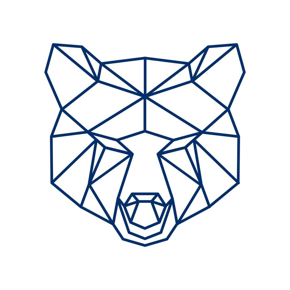 logotipo de cabeça de urso geométrico de desenho de linha, perfeito para empresa de serviços e logotipo de moda de marca vetor