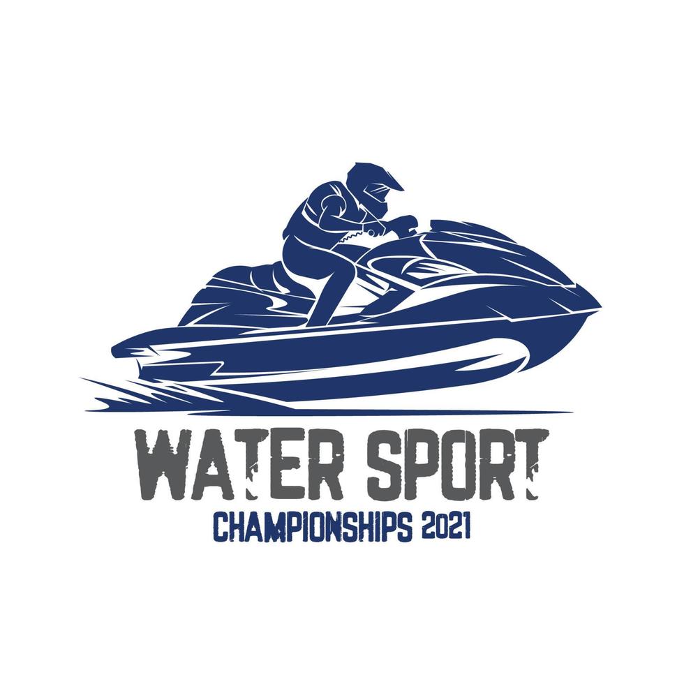 jet ski design de logotipo de ilustração vetorial de esporte aquático, perfeito para logotipo de equipe do clube e design de camiseta vetor