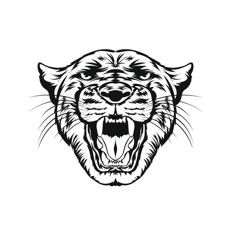 ilustração vetorial de rosto de pantera com raiva no estilo de cor cômica retrô, perfeito para design de camiseta e tatuagem também design de logotipo de mascote vetor