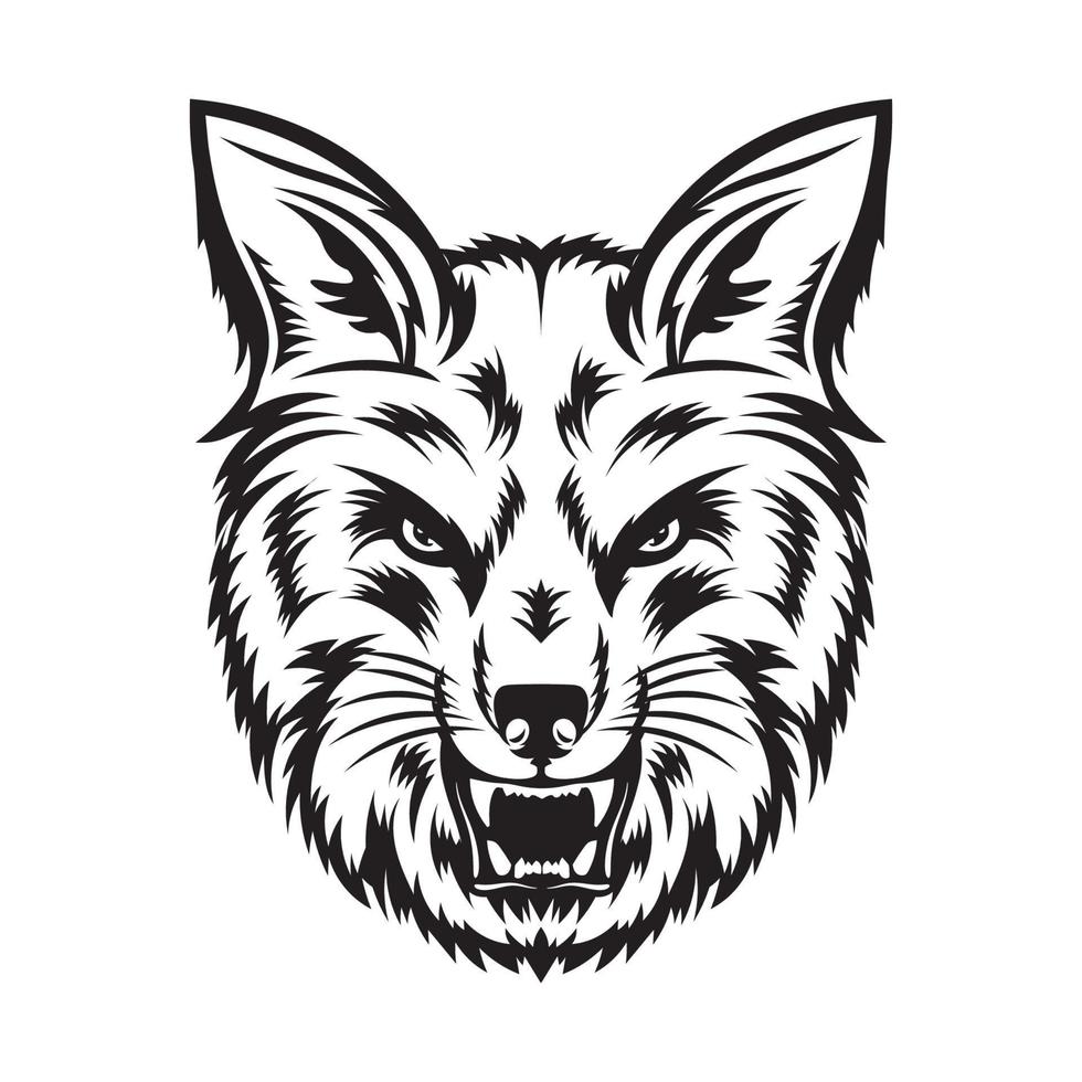 ilustração vetorial de rosto de raposa em estilo decorativo, perfeito para design de tatuagem e camiseta vetor
