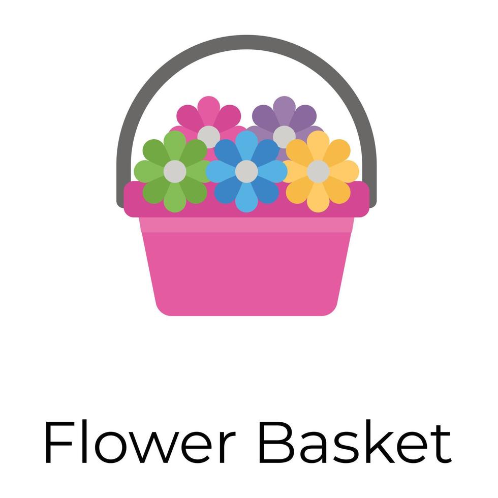 cesta de flores na moda vetor