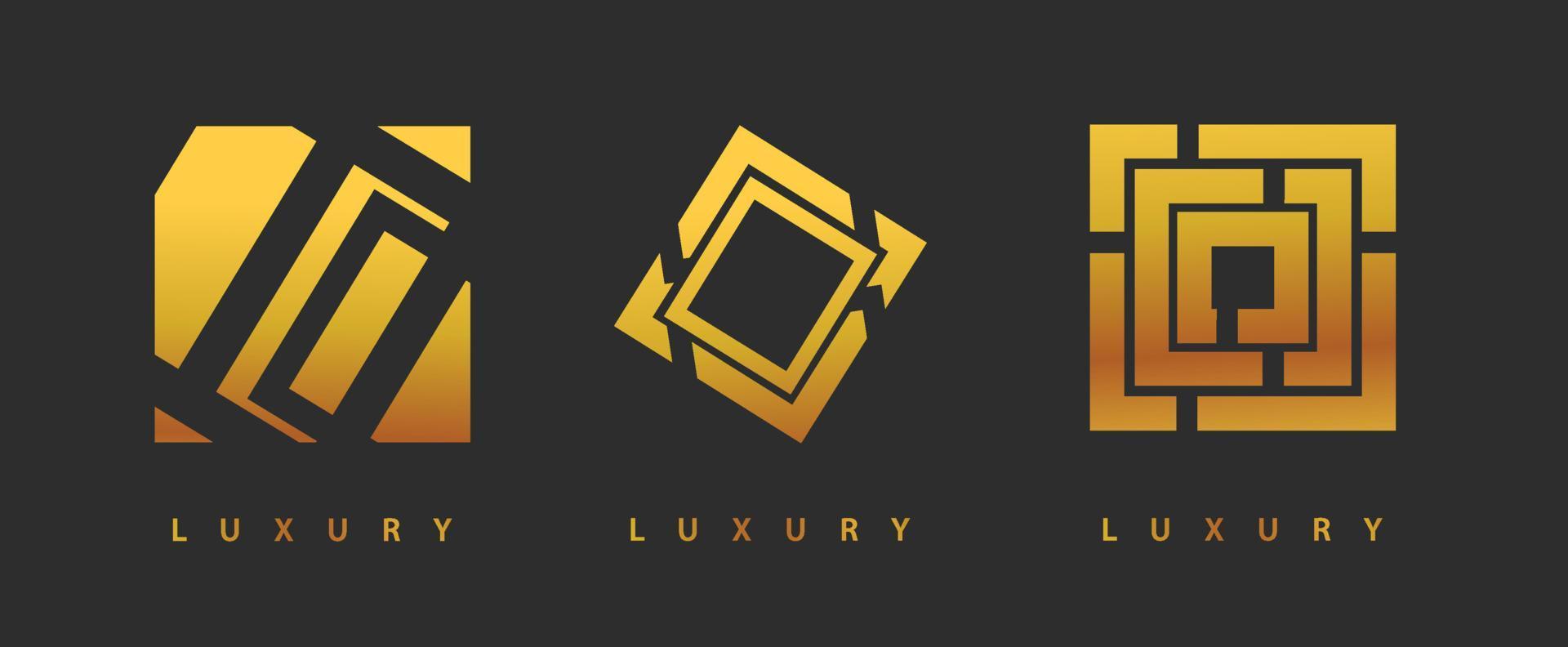 logotipo de luxo dourado quadrado quadrado abstrato vetor